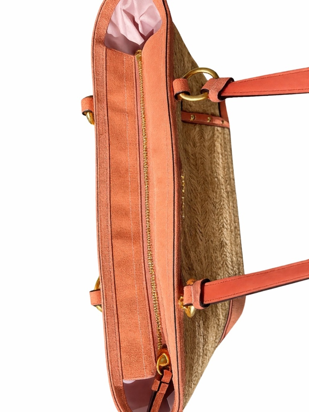 Coach Alexandra 2013 Studded Patent Straw Tote with Leather &Coach Charm .. - Picture 5 of 10